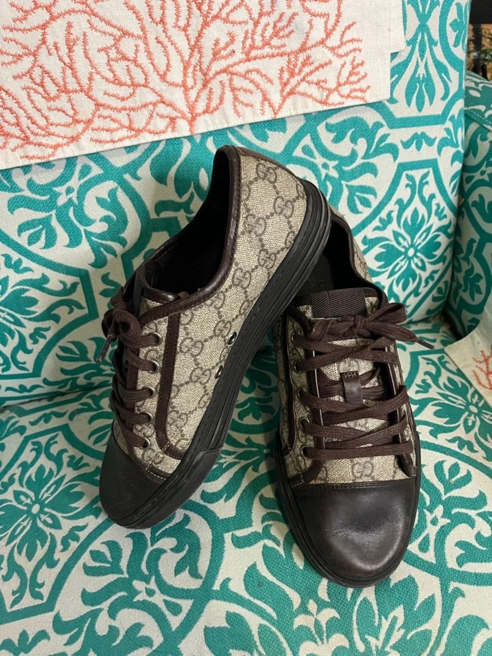 Gucci Brown and Beige GG Canvas Low-Top Sneakers GUC US Sz 8-8.5” Women’s - Picture 6 of 6